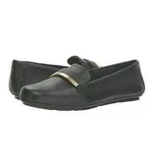 Calvin Klein Lilliana Black Leather Moc Loafer